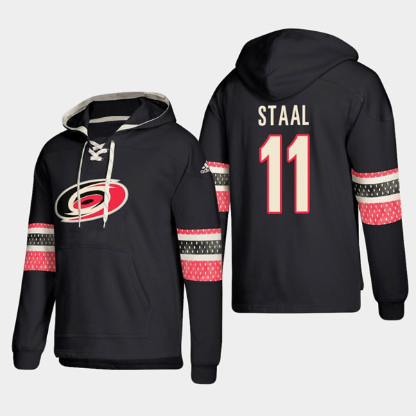 Men's Carolina Hurricanes #11 Jordan Staal Black Ageless Must-Have Lace-Up Pullover Hoodie